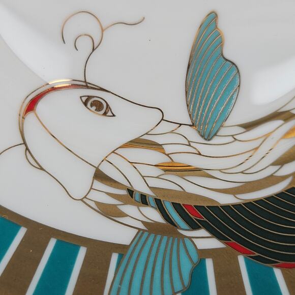 The Forbidden City Culture Koi Fish Carp Fine Asian Porcelain Cup Saucer Set - Picture 6 of 9